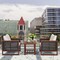 Costway 3PCS Patio Wicker Furniture Set Solid Wood Frame Cushion Sofa w/ Square Table Shelf